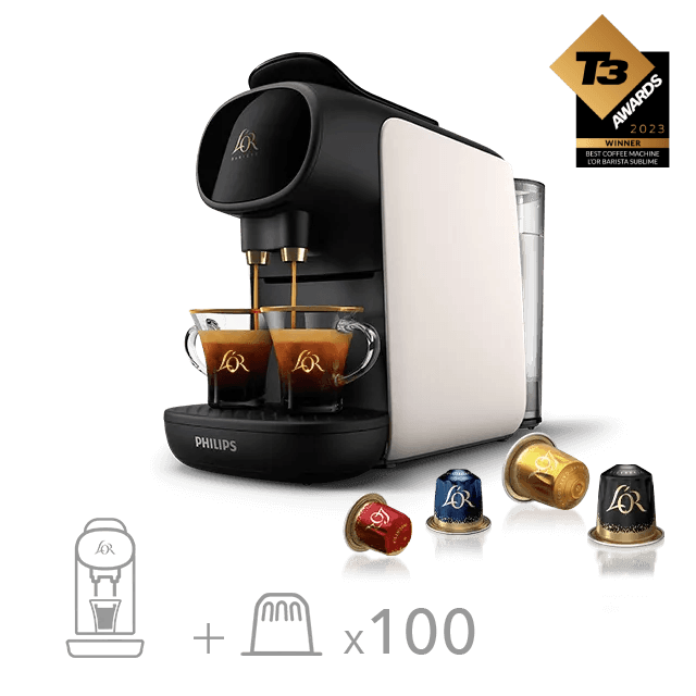 Machine + 100 Capsules - L'OR Barista Sublime Satin Blanc