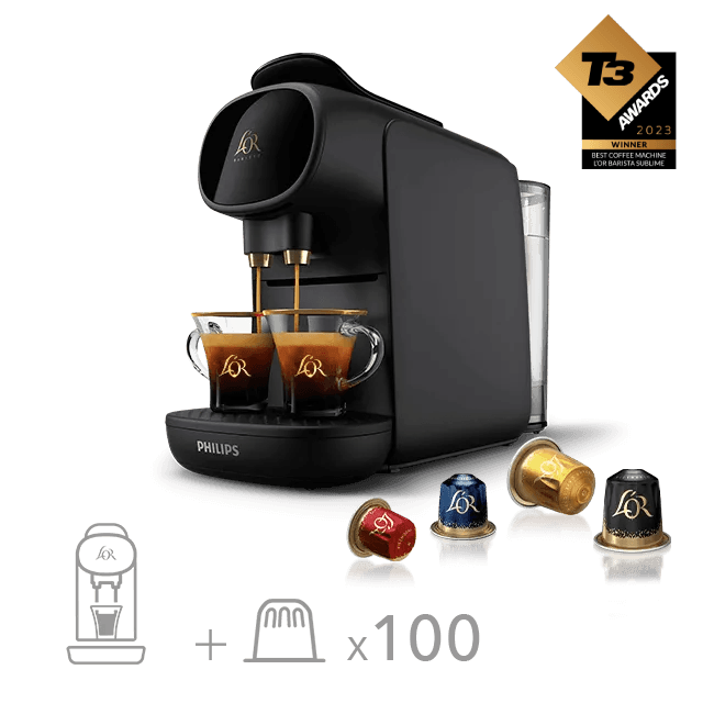 Machine + 100 Capsules - L'OR Barista Sublime Piano Noir